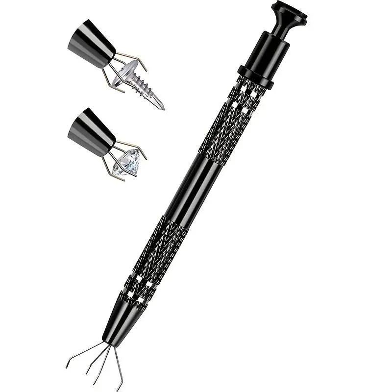 Stainless Steel 4-Claw Pick Up Tool For Small Parts, Durable Multipurpose 4 Prongs Grabber Hand Tools Industrial Tweezers For Tiny Objects In Home, Office, IC Chip, Men Gadgets