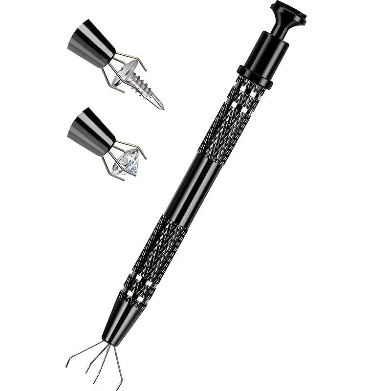 Stainless Steel 4-Claw Pick Up Tool For Small Parts, Multipurpose 4 Prongs Grabber Tweezers For Tiny Objects In Home, Office, IC Chip, Men Gadgets