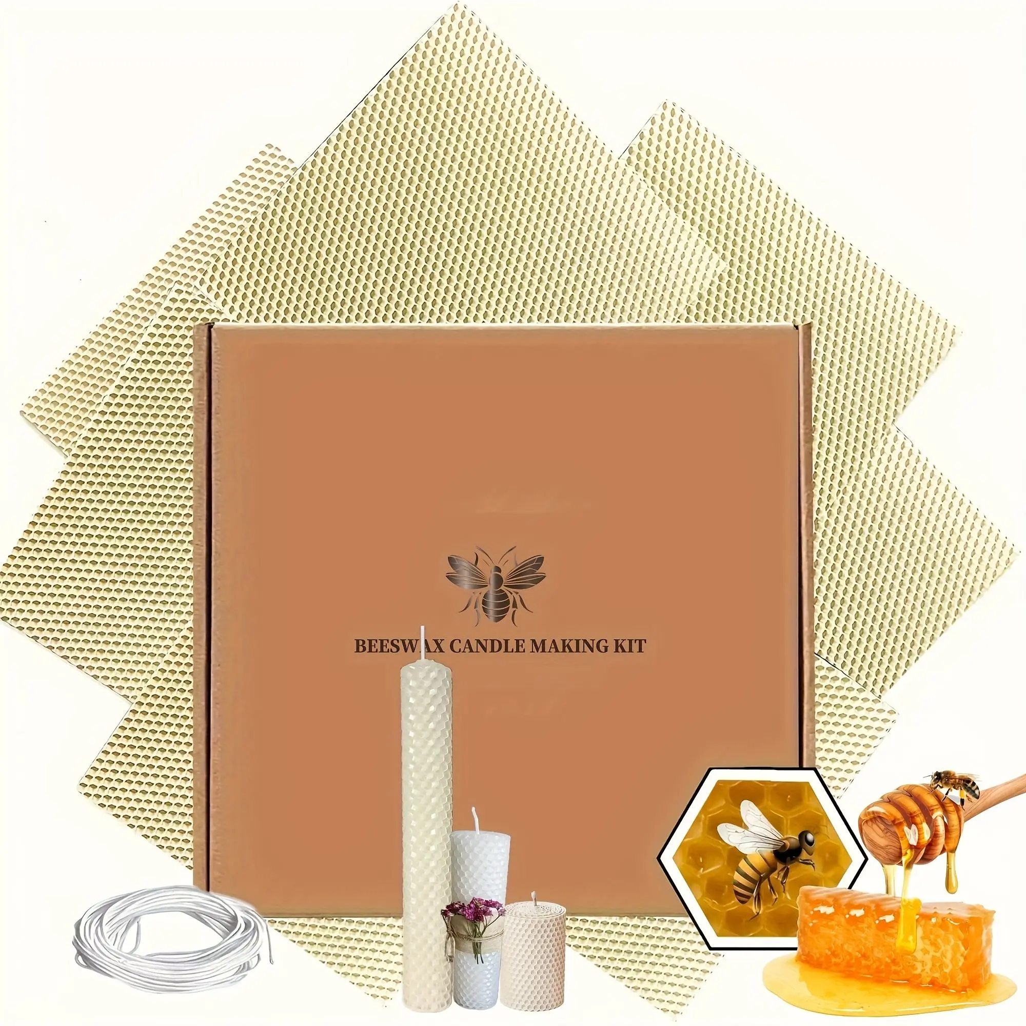 20x20cm White Beeswax Sheets 7pcs + White Wicks