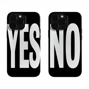 Black White YES NO Art Pattern Personalized Phone Case Shockproof Protective Cover Compatible with iPhone 11-17 LUMN Studio