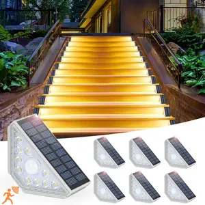 6-Pack /8-Pack Solar Step Lights for Outside, Motion Sensor Outdoor Stair Lights Waterproof IP67, Solar Powered LED Outdoor Step Lights Decor for Yard Garden Porch Patio Pathway Deck, Warm White