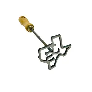 Custom Texas BBQ Branding Iron with 2 Letters - Utensil For Grilling Steak  Steel Leather Stylish Handles