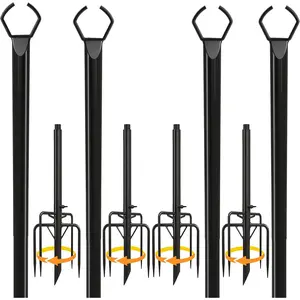 4 Pack 9ft Black Outdoor String Light Poles for Outside, Suitable for Garden Patio Fence, Perfect for Holding Outdoor String Lights for Outdoor Decoration