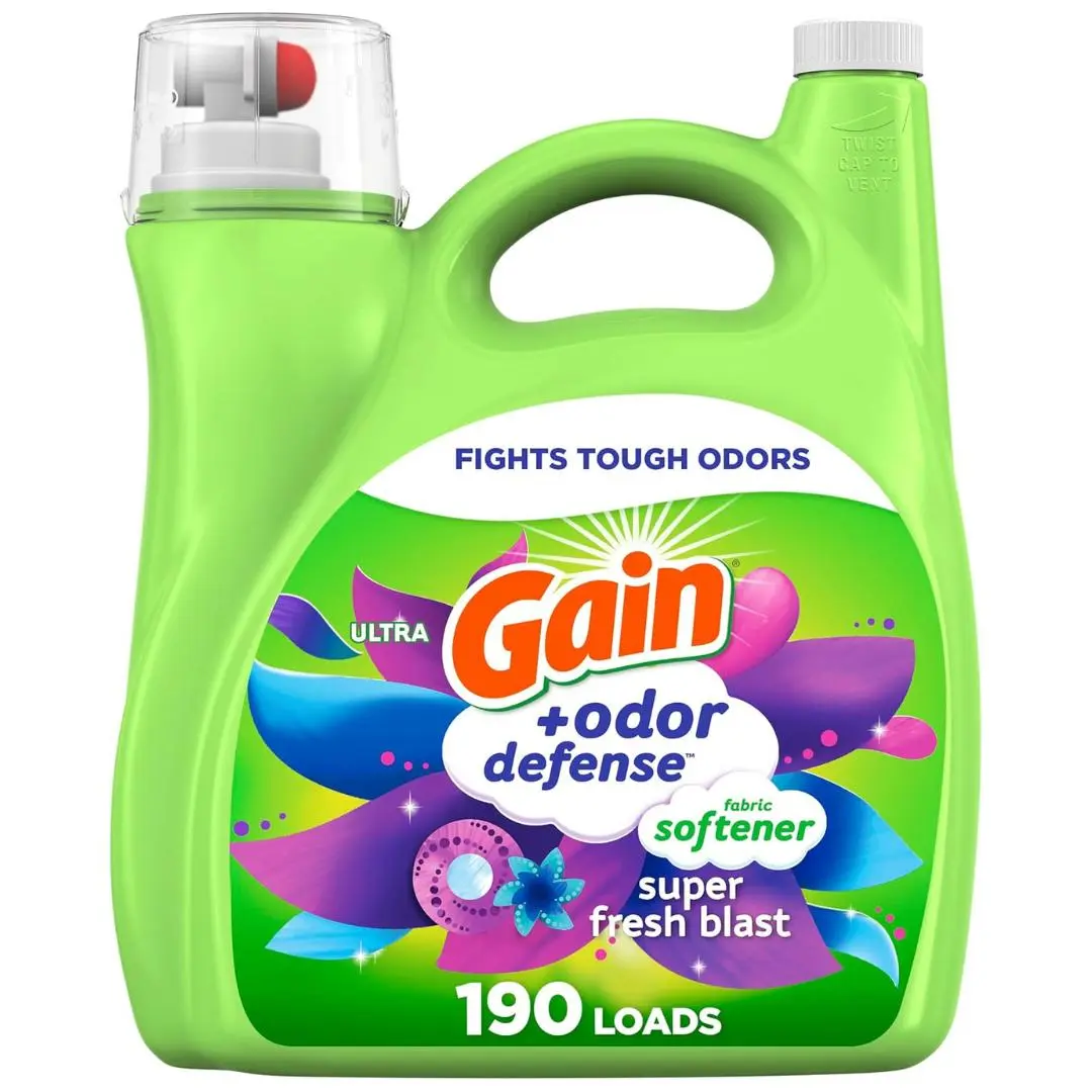 Gain + Odor Defense Liquid Fabric Softener, Super Fresh Blast Scent, 140 oz 190 Loads, HE Compatible