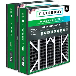 Filterbuy 20x25x5 Air Filter (2-Pack), Pleated MERV 8 Odor Eliminator HVAC AC Furnace Air Filters for Trion Air Bear