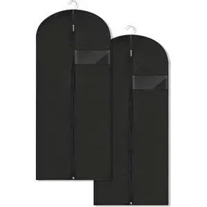 Garment Bags for Hanging Clothes, 45'' Suit Bag Cover for Storage and Travel, Dress Bags for Gowns Long, 2 Pack (Black) LXLOVESM