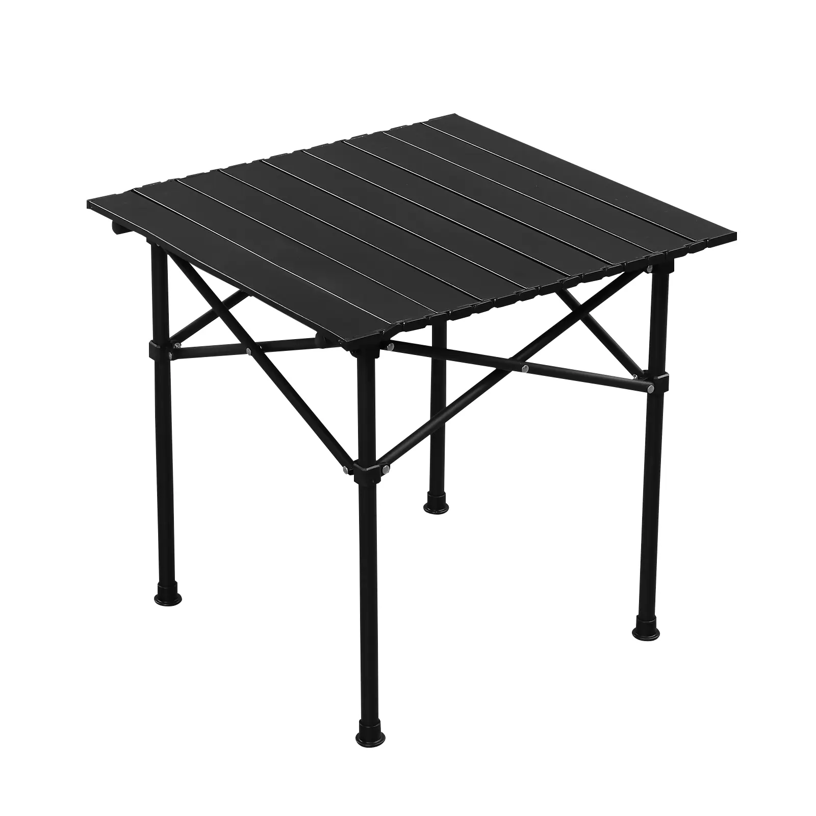 Portable Folding Camping Table for 2-4 Persons, Ultralight Collapsible Table 20x20x20 in, Carbon Steel Outdoor Camp Table Supports 220 lbs for Travel Hiking Backyard BBQ Party (Black)