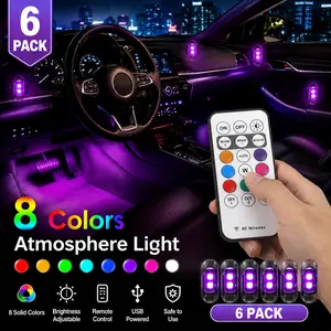6 Pack Wireless Remote Control LED Strobe Warning Lights, Multi-Mode Flashing Safety Lights, USB Powered Waterproof Emergency Lights for Cars, Motorcycles, Trucks, Trailers