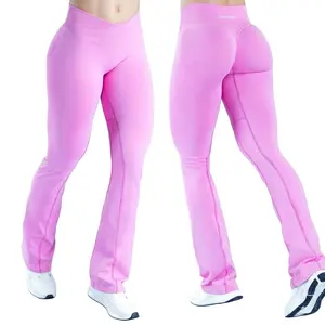 DFYNE Impact Crossover Flare Pants - Seamless Hourglass Sculpting Leggings, High-Waisted Tummy Control Yoga Bell Bottoms vision