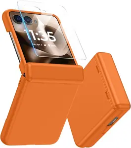 for Motorola Razr Plus 2025/2024 Case, Built-in Outer Screen Protector & Hinge Protection, Slim Fit Hard Full  Shockproof Phone Cover for Motorola  Razr+ 2024/2025, Orange