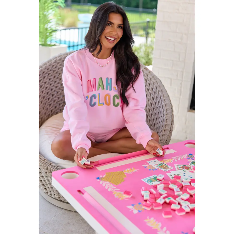 Mahj O'Clock Light Pink Graphic Sweatshirt