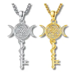 Hecate's Key Necklace 925 Sterling Silver Goddess of Witches of Magic Feminism Jewelry for Women Hekate Pendant Necklace Ancient Greek Mythology of Hekate The Ancient of the Goddess of Witchcraft and Moon Amulet Jewelry TikTokShopBlackFriday