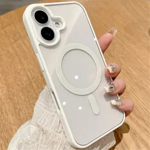 Fashion Clear Magnetic For Magsafe Wireless Charge Case For iPhone 17Air 17 16 15 14 13 12 11 Mini Pro Max XS Max XR Acrylic Cover Protective Cellphone