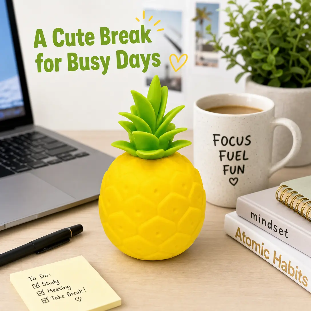 Cute Pineapple Squishy Stress Relief Toy, Soft Squeezable Fruit Fidget Sensory Toy, Novelty Pineapple Shaped Desktop Decor Squeeze Toy, Fun Anxiety Release Gift for Students Office Workers