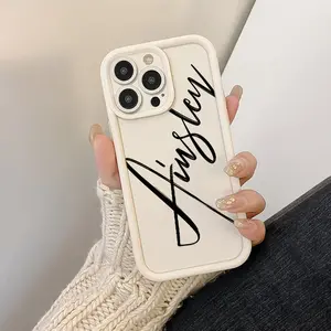 Black Minimalist Script Art Phone Case - Modern Calligraphy Style for iPhone 17,16,15,14,13,12,11 Plus Pro Max - Smartphone Cellphone Handheld Devices Accessories Gift