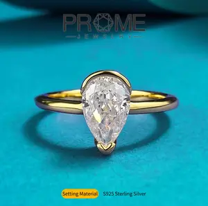 (SR121)S925 Sterling Silver Radiant Cut Teardrop Rings Elegant and Luxurious, Perfect for Daily Wear and Special Occasions