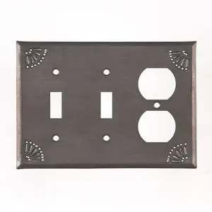 Double Switch and Outlet Cover with Chisel in Kettle Black
