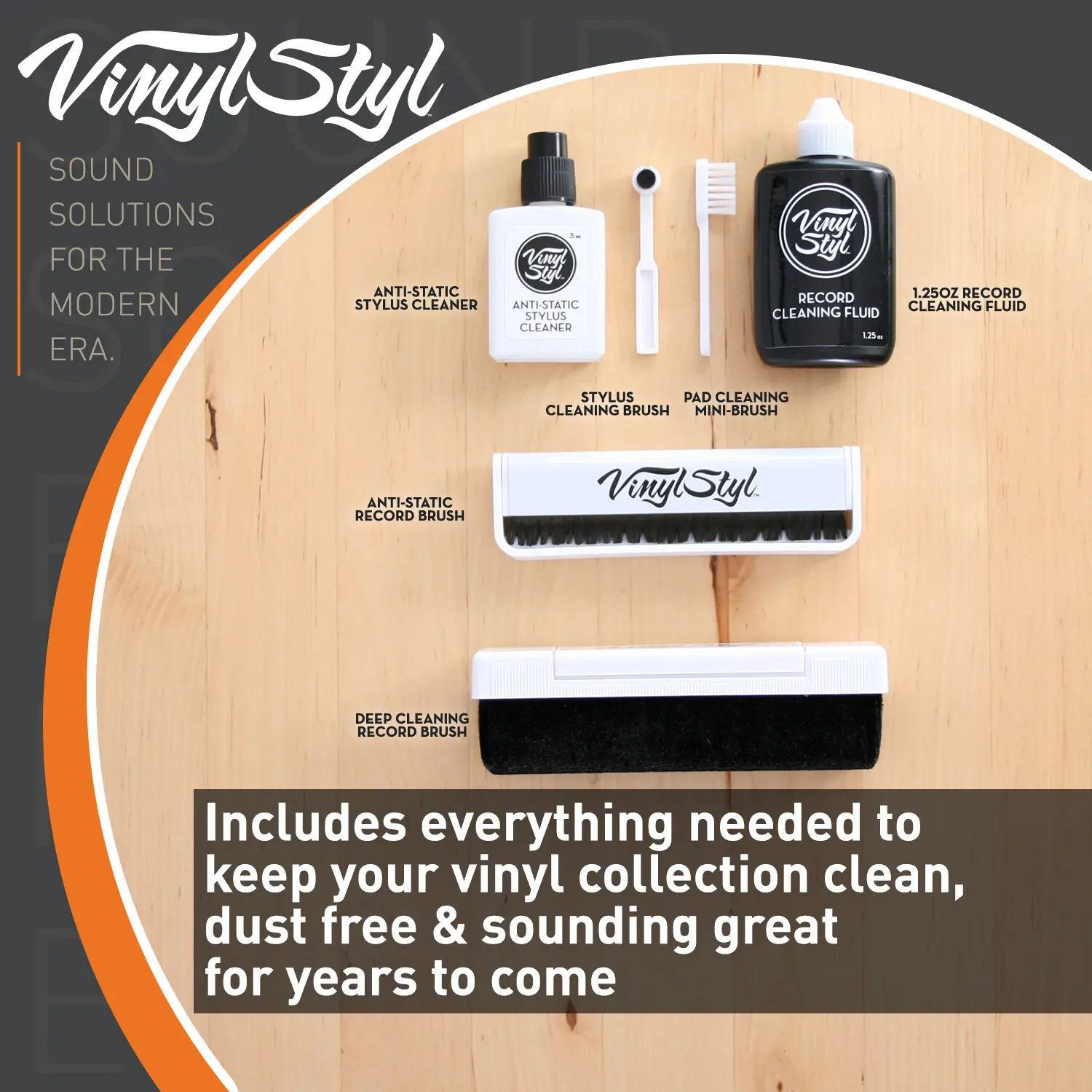 Vinyl Styl® VS-A-009 Ultimate Vinyl Record Care Kit - Record & Stylus Brushes And Fluid  [VINYL ACCESSORIES] Audiophile