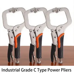 3-Piece C-Clamp Set with Anti-Slip Handle, Adjustable Heavy-Duty Locking Clamps for Welding, Metal Bending, Woodworking, Home Repair Tools