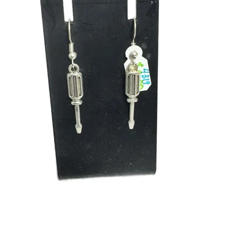 Screwdriver Earrings - Silver Metallic Design, Unique Shape, Elegant Style