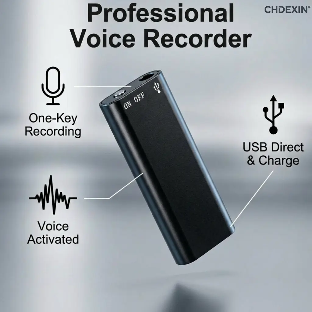 Professional Voice Activated Digital Recorderl 8GB HD NoiseReduction Audio Recorderl Ultra-Thin Portable RecordingPen For Meetings & Interviews