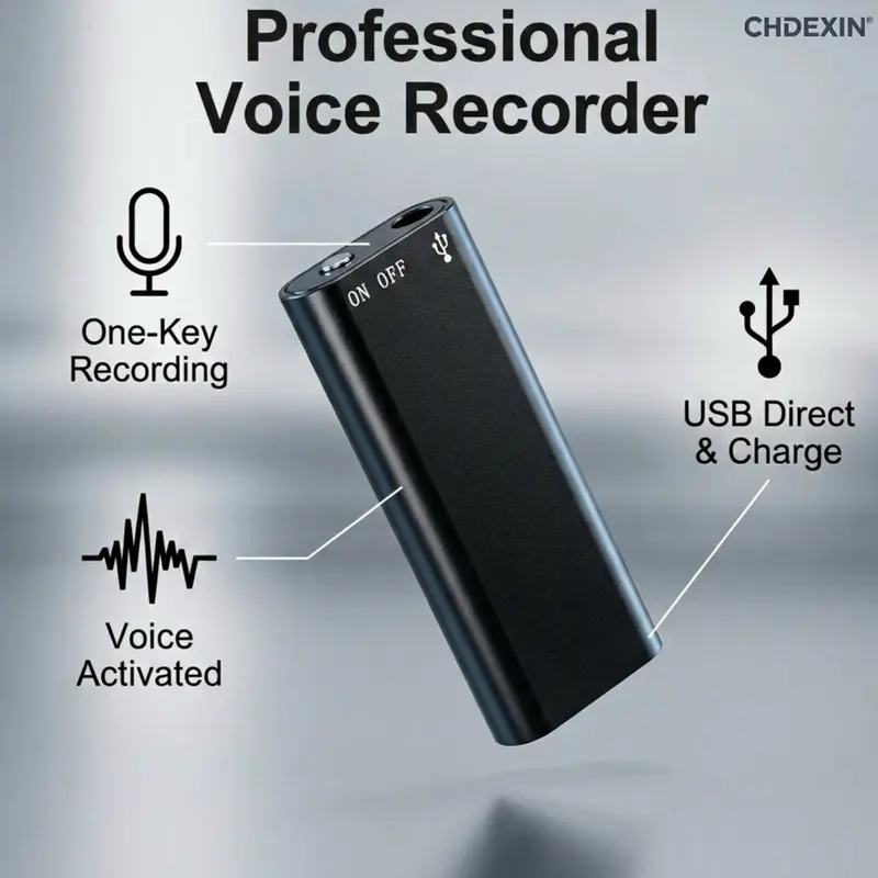 8GB Ultra-Thin Digital Smart Voice Recorder - Multifunction HD Audio Recording Device, Noise Canceling MP3 Player, Portable Compact Coaches' & Referees' Sports & Outdoor Gear
