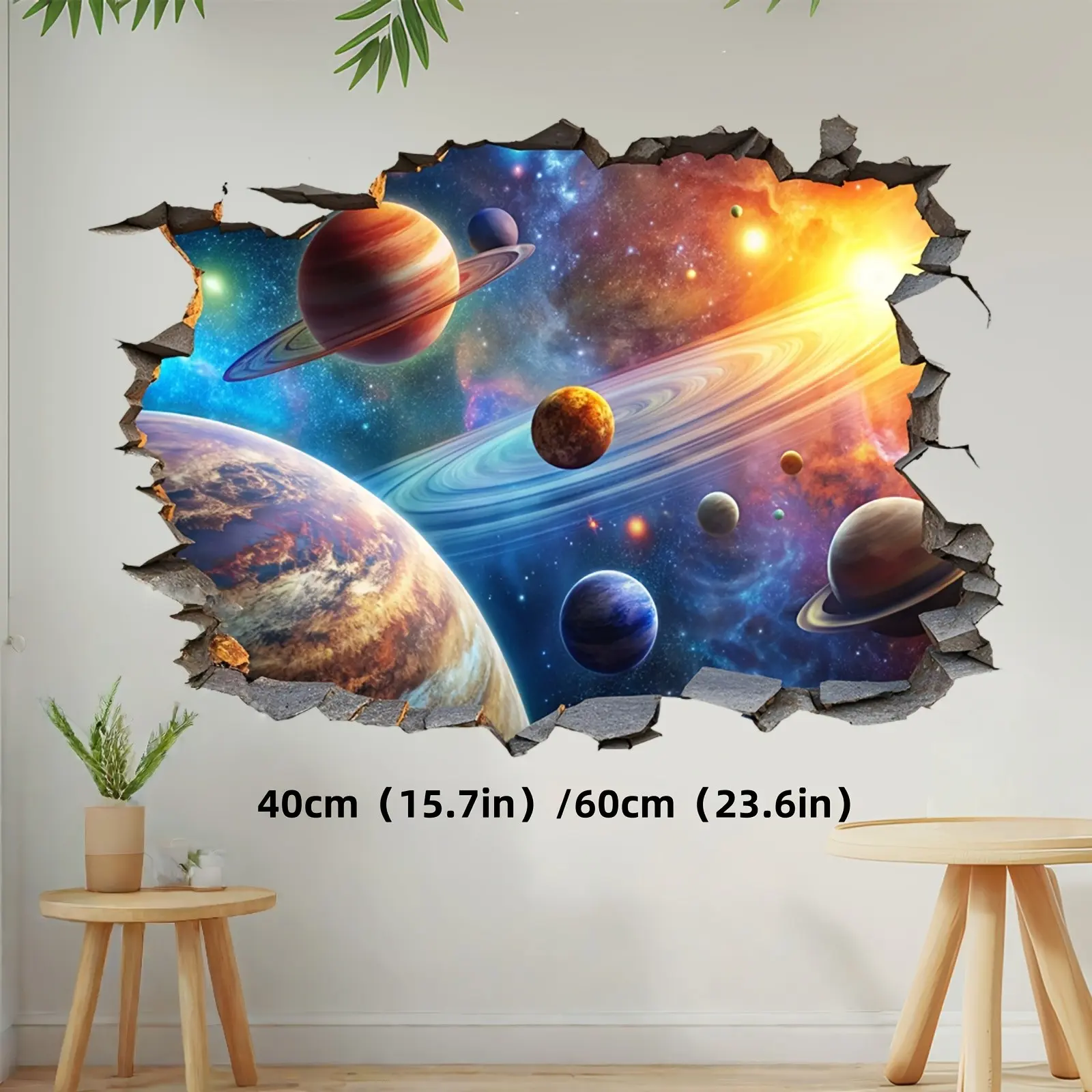 Space Planet Wall Sticker, Decorative Wall Sticker, Wall Decal, Space Theme Design, Living Room Decor, Bedroom Decoration, Room Ornament, Home Decoration, 1pcs, Easy Apply & Remove, Wall Stickers Decor