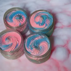 Cotton Candy Body Butter - Pink and Blue Swirled Cream in Jar Form