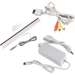 3 in 1 Accessories Bundle Kits for Wii, AC Power  Adapter + Composite Audio Video  and Wired  Ray Sensor Bar Compatible with  Wii