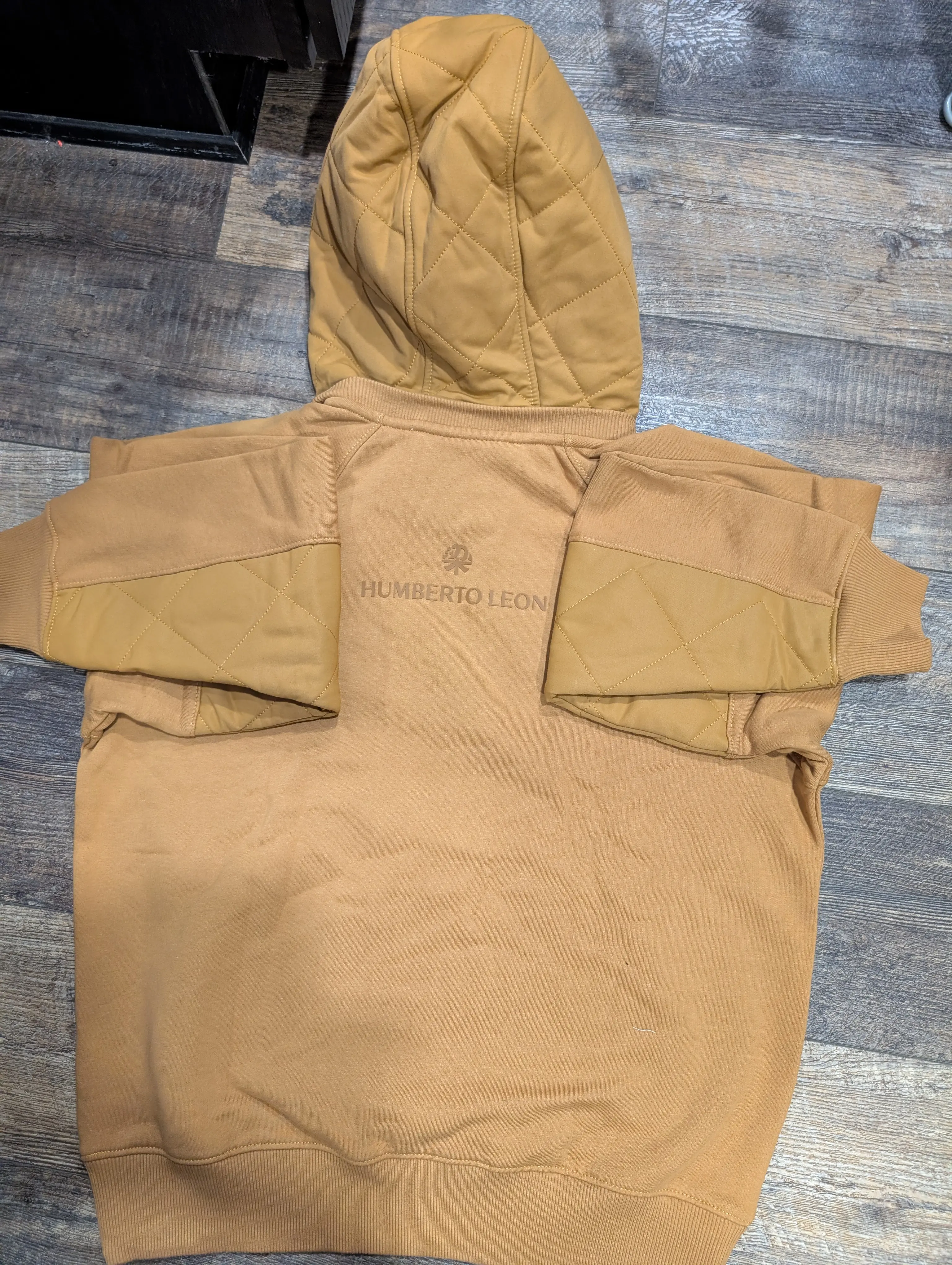Timberland Quilted Hoodie with Zip Fastening 100% Cotton 3D Printed Logo Oversized Drawcord Kangaroo Pouch Pocket TB0A6N9H P47