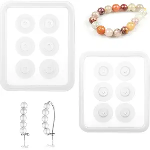 2 count Bead Mold, Bead Molds with Hole, Beads Mold for Epoxy Bracelet Molds,  Molding DIY  Making Tools Craft Decoration Supplies
