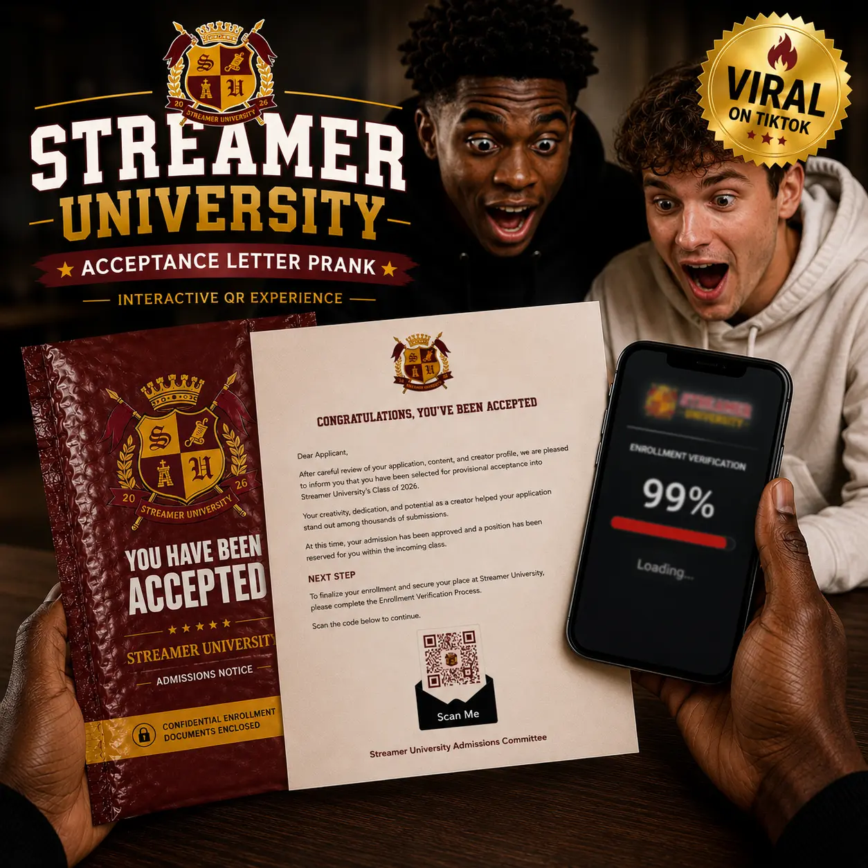 Streamers University Acceptance Prank Mail