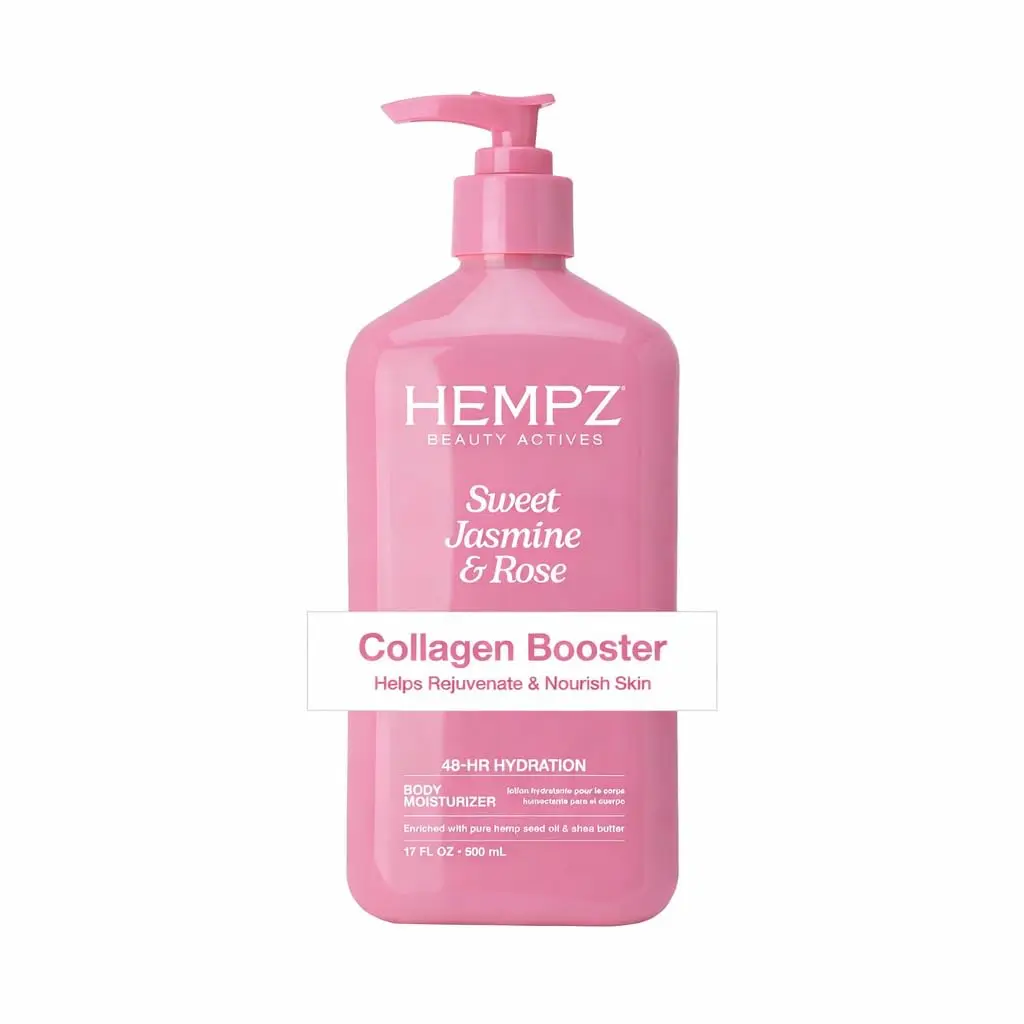 Hempz Sweet Jasmine & Rose Herbal Body Moisturizer for Women, 17 oz - Vegan Lotion with 100% Pure Hemp Seed Oil, Collagen, Shea Butter - Hydrates Dry Skin