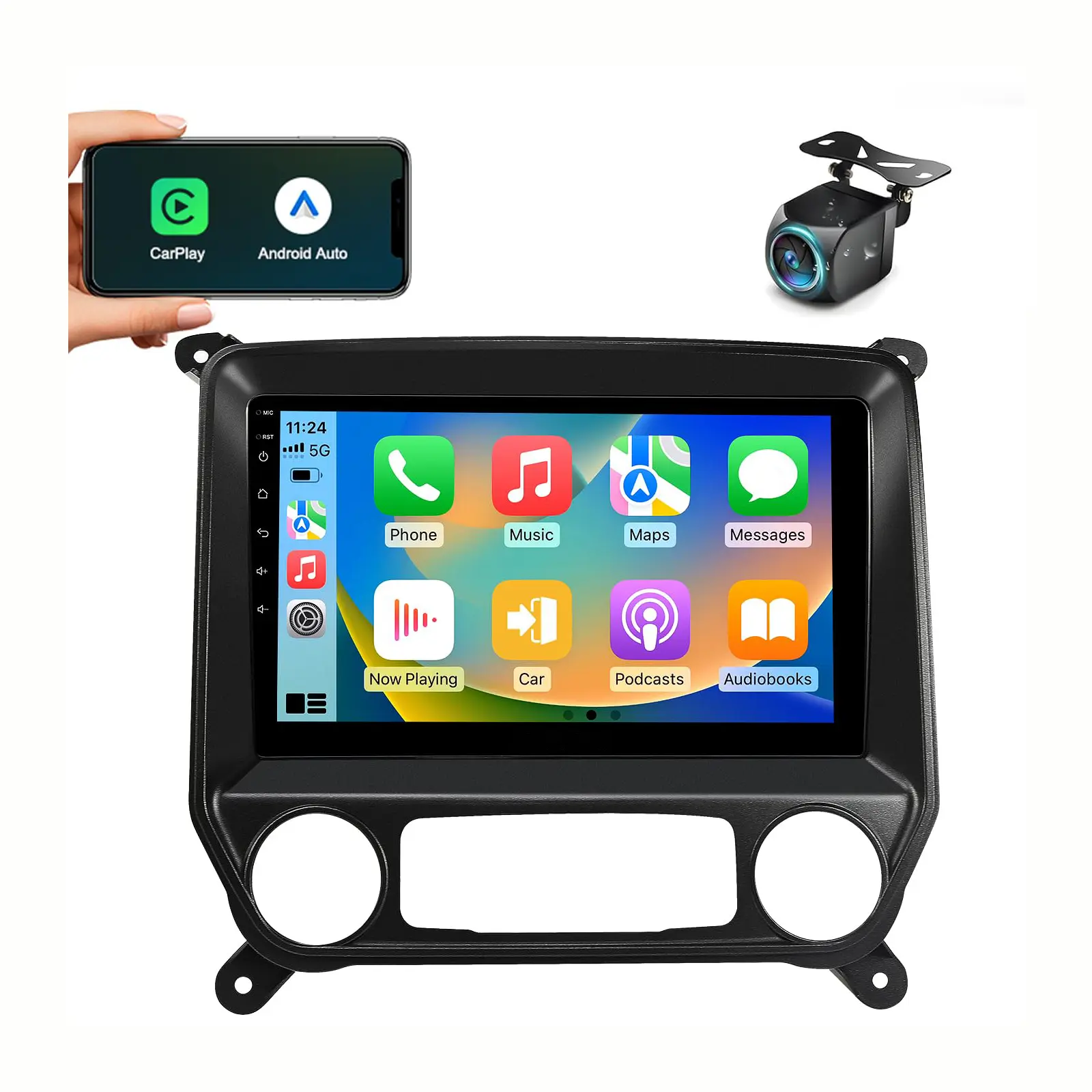 Car Stereo Radio Radio for【Chevy Silverado 2014 2015 2016 2017 2018】10 Inch Wireless Carplay Screen Car Audio, Android Auto GPS Bluetooth FM Radio SWC