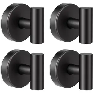 Suction Cup Hooks for Shower Heavy Duty, Shower Suction Hooks No Drill, Bathroom Towel Hook Stainless Steel for Window, Glass, Tile, Wall, Loofah, Coat, Bath Robe, Door Wreath Hanger, Black 4 Pack