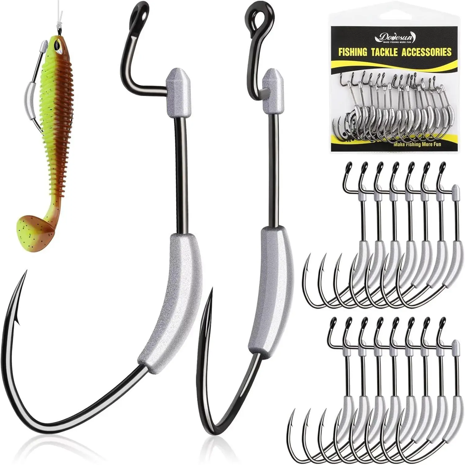 15PCS Weighted Swimbait Hooks EWG Hooks for Bass Fishing Weedless Weighted Hooks Fishing Hooks Freshwater Saltwater Size 3/0 4/0 5/0