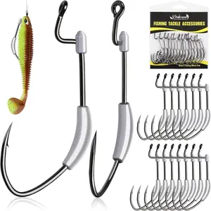 15PCS Weighted Swimbait Hooks EWG Hooks for Bass Fishing Weedless Weighted Hooks Fishing Hooks Freshwater Saltwater Size 3/0 4/0 5/0