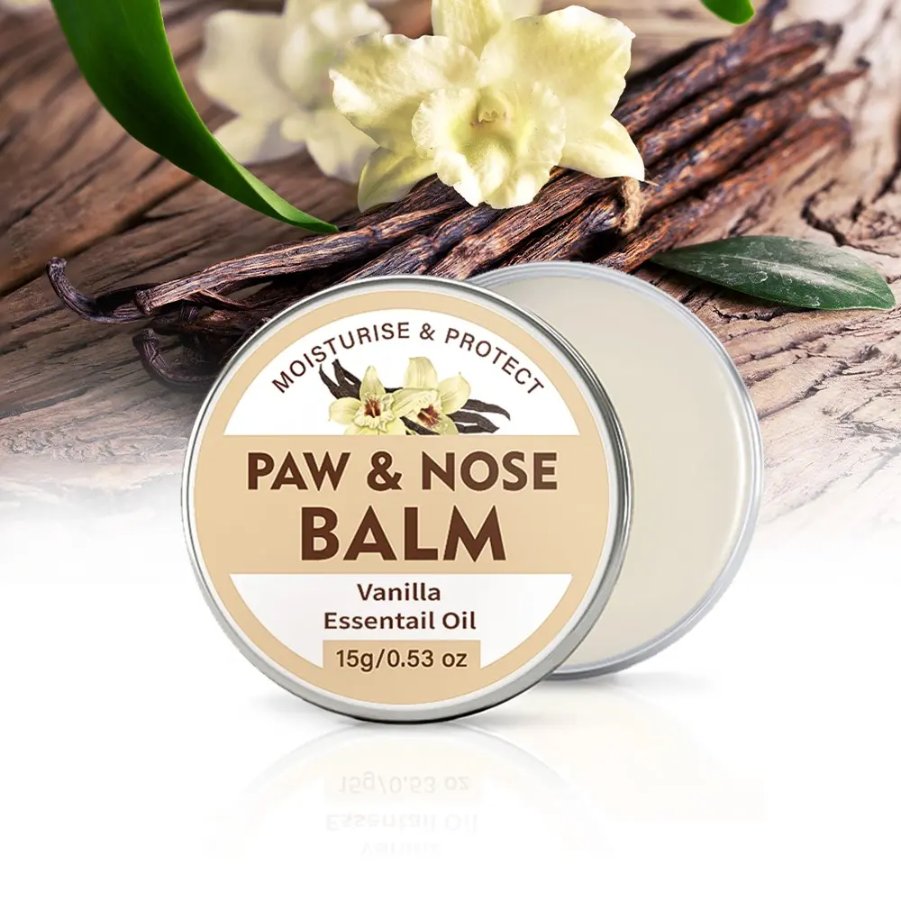 Pet Nose and Paw Balm, Natural Formula, Moisturizing and Nourishing, Vanilla Scent, Ideal for Dogs, Cats and Kitten, Hzgcoco Model
