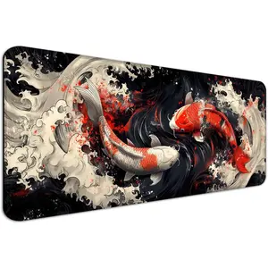 Koi Fish Gaming  Pad, Extended Large Yin and Yang Desk Mat,  Keyboard Laptop Mousepad for Work, Office and , XL