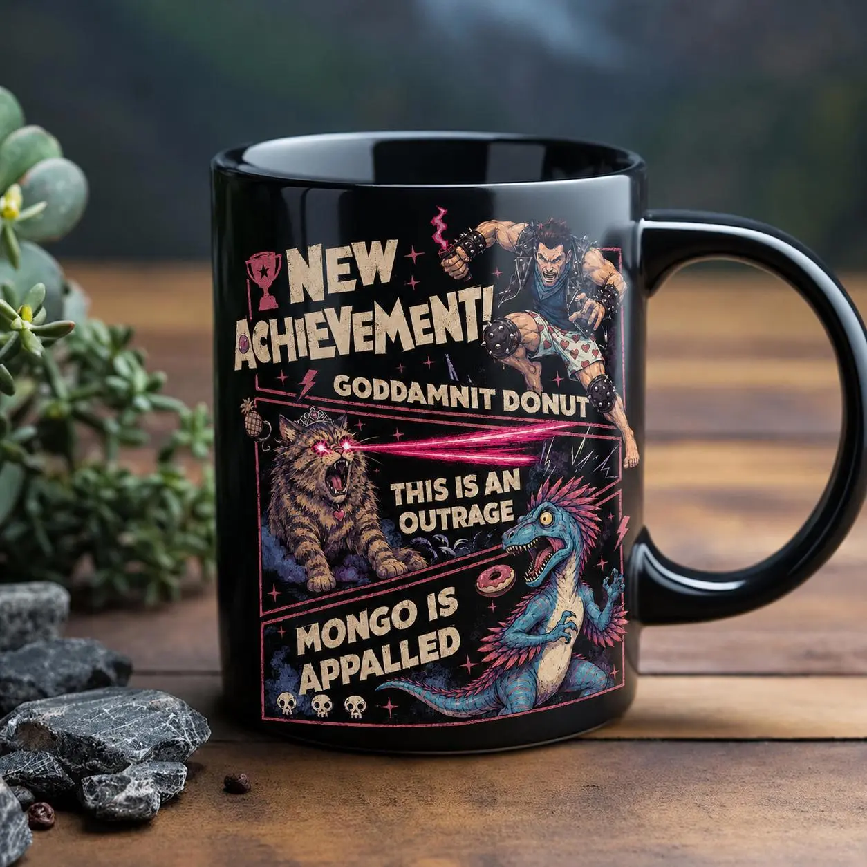 Dungeon Crawler Carl Dad Coffee Mug, Goddamnit Donut Ceramic Cup, Mongo Is Appalled New Achievement DCC Gamer Dad Fathers Day Gift Mug