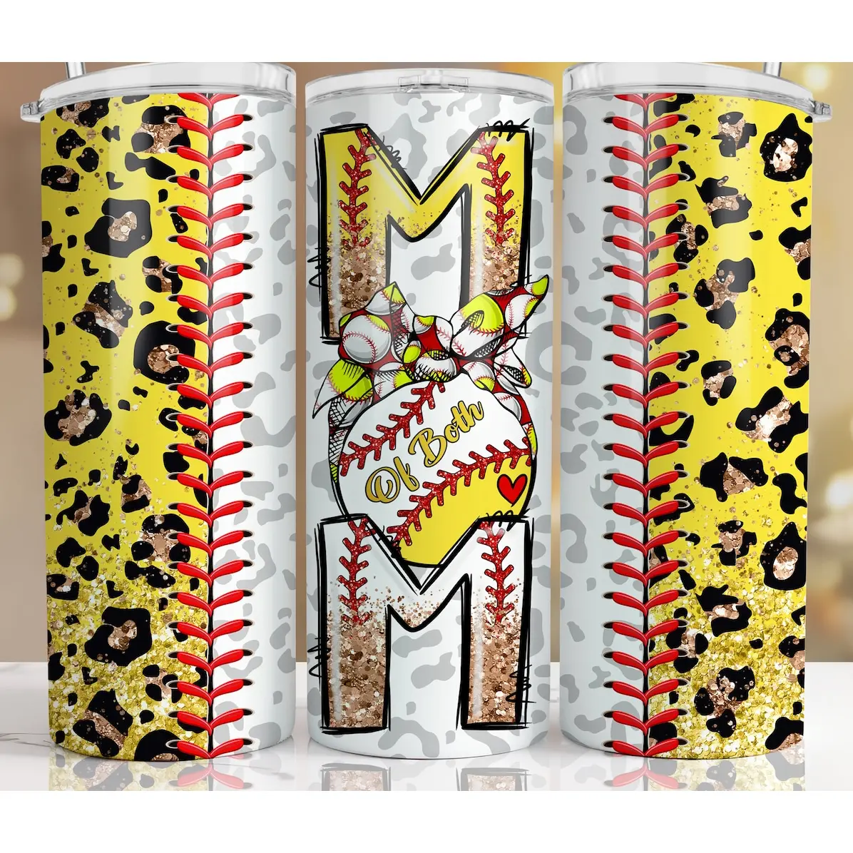 MOM OF BOTH 20 OZ TUMBLER SOFTBALL & BASEBALL