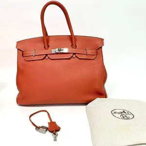 Pre-owned HERMÈS Hermes Birkin 35 Orange Clemence Palladium Hardware |N21883785