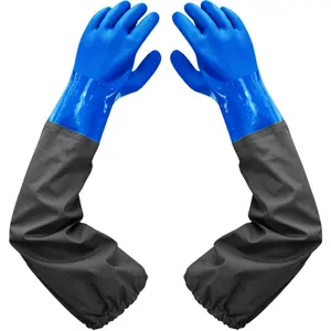 PVC Chemical Resistant, Long Rubber, Heavy Duty Waterproof Gloves for Chemical and Acid Work, 25 inches