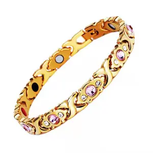 Electroplated Alloy Bracelet, Effective Magnets Outdoor Fun Diamond Clasp Design, Outdoor Fun Trendy Stack Bangle Adjustable Cuff