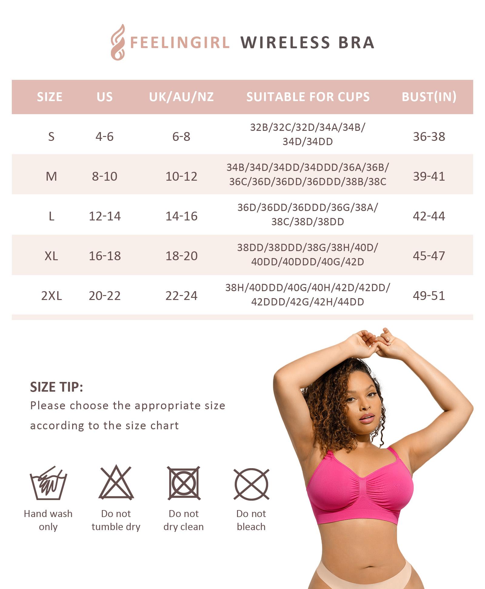 FeelinGirl Women's Wireless Bra Comfort Bralettes  Suitable for up to 44DD  No Underwire Unlined Cami Bra Seamless Tshirt Bras Sports Bra 3 Everyday Daily Wear Breathable Springtok SpringStatements