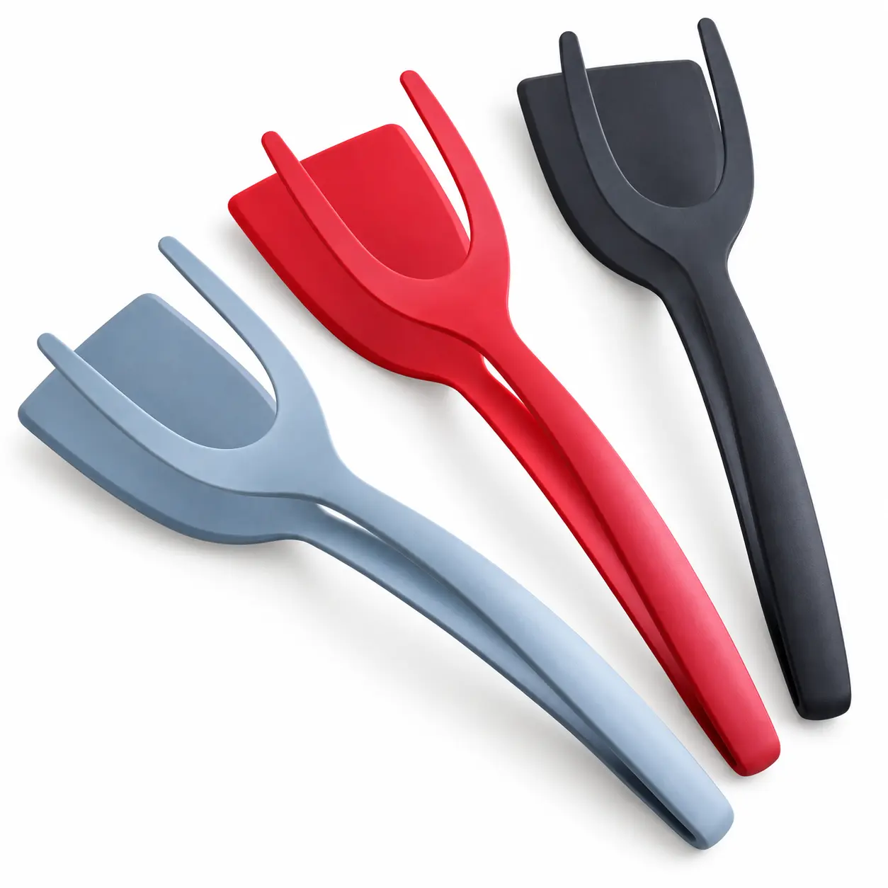 2-in-1 Silicone Turner & Tong, Dual Silicone Spatulas Multi-Use Set - Nonstick, Reusable, Food-Safe Materials Kitchen Utensil for Eggs, Pancakes, French Toast, Multi-Use Set Spatulas