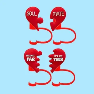 A Valentines Day Silicone Straw Toppers