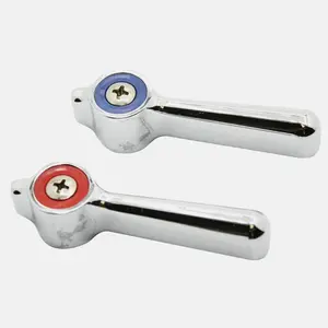 Generic Chicago Handle Wall Faucet Set - Chrome Finish with Red & Blue Washers and Screws for Hot and Cold Water Use - Elegant Bathroom Fixtures