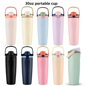 30oz large capacity handle double drink sports kettle 304 stainless steel fruit thermos cup