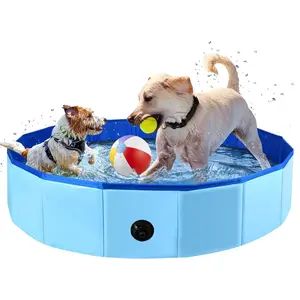 Large Dog Pool, Foldable Dog Pool, 48 x 12 Inch Portable Dog Pet Pool, Bathing Tub Dog Pool Doggie Wading Pool for Puppy Small Medium Large Dogs & Cats (48 x 12 Inch，Blue)